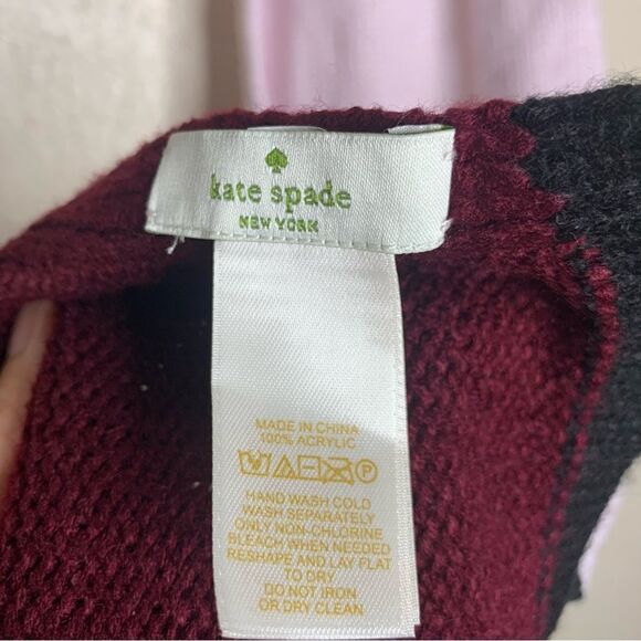 Kate Spade Mondrian Colorblock Knit Scarf pink burgundy - Picture 6 of 10